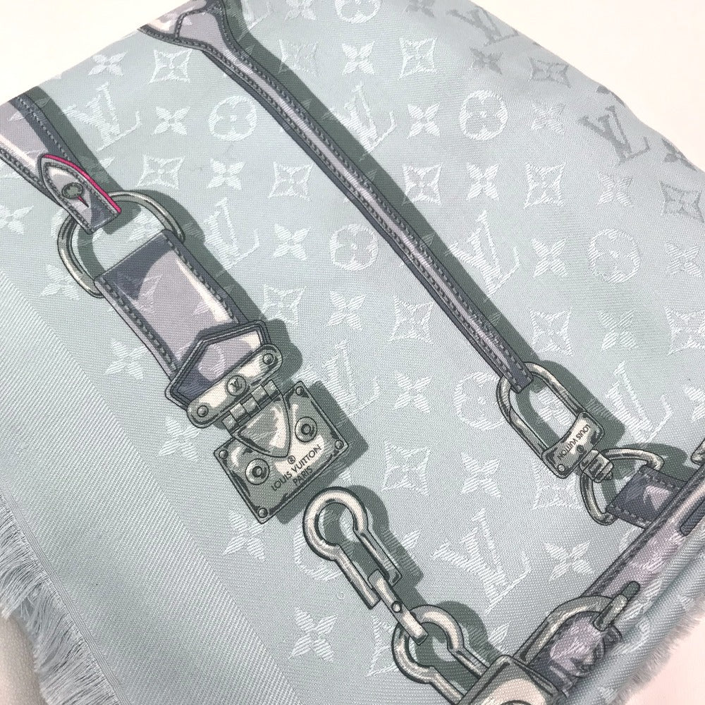 LOUIS VUITTON M70807 Monogram Confidential Accessory with Tag, Silk Stole, Women's, Blue, Light Blue