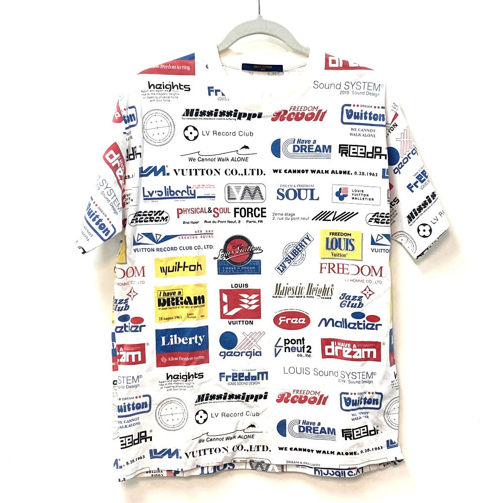 LOUIS VUITTON Apparel T-shirt, Tops, Apparel 19AW All-Over Logo Print Short Sleeve Cotton T-Shirt Men's White x Multicolor