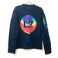 LOUIS VUITTON Virgil Abloh Men's Black Long Sleeve Sweatshirt with Printed Intarsia Glove Mock Neck Polyamide