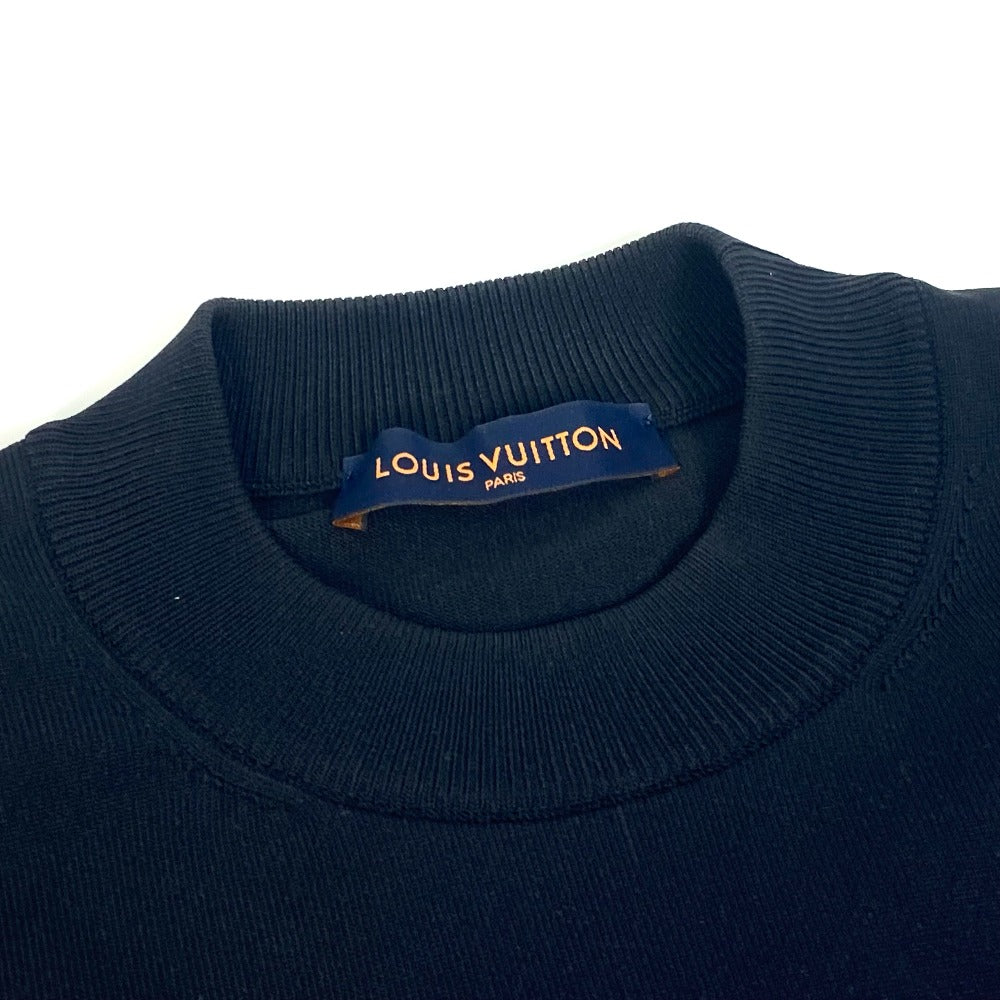 LOUIS VUITTON Virgil Abloh Men's Black Long Sleeve Sweatshirt with Printed Intarsia Glove Mock Neck Polyamide