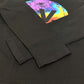 LOUIS VUITTON Virgil Abloh Men's Black Long Sleeve Sweatshirt with Printed Intarsia Glove Mock Neck Polyamide
