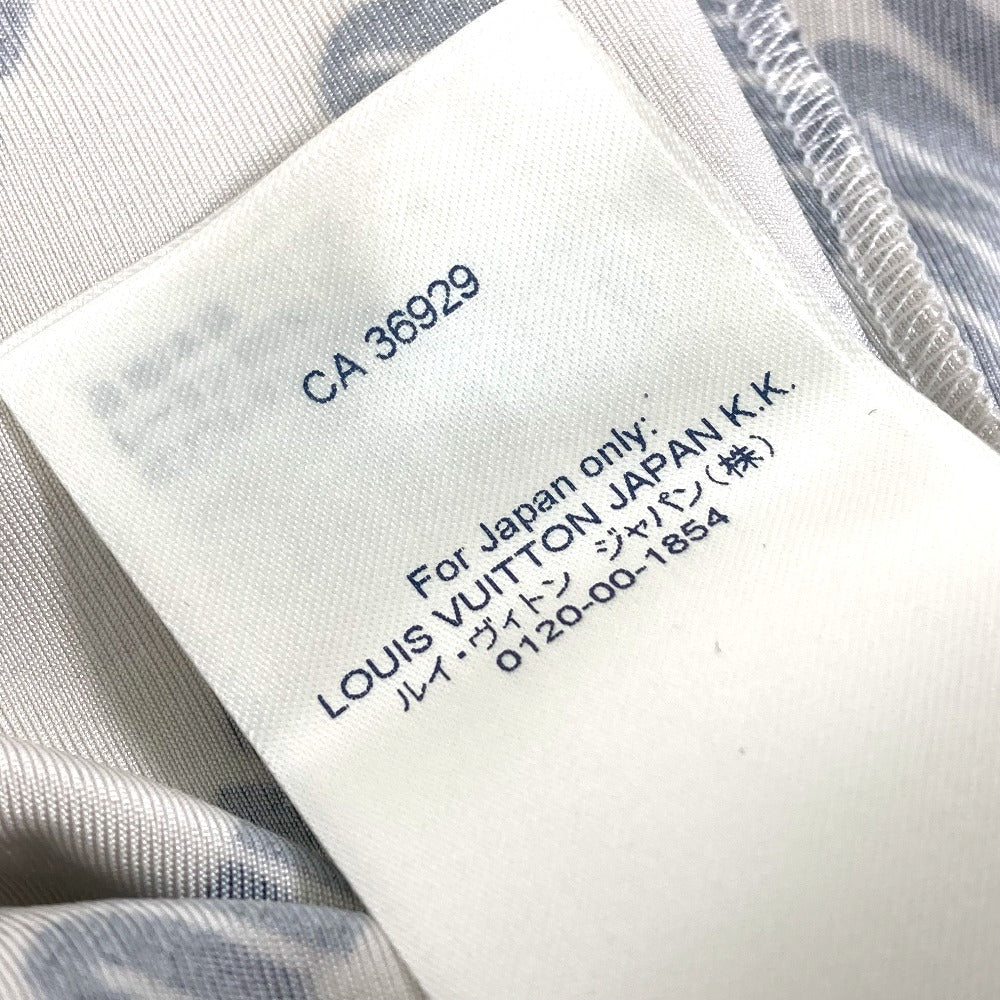 LOUIS VUITTON FLTS86 21SS Signature Logo Long Sleeve Top, All-Over Print Crew Neck Long Sleeve Shirt, Rayon, Women's, White Beige
