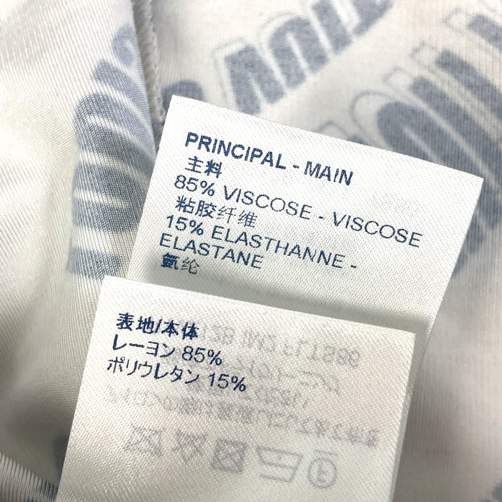 LOUIS VUITTON FLTS86 21SS Signature Logo Long Sleeve Top, All-Over Print Crew Neck Long Sleeve Shirt, Rayon, Women's, White Beige