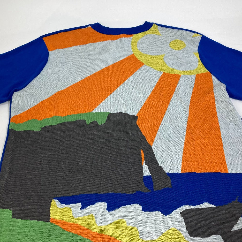 LOUIS VUITTON 21SS LVM Intarsia Crew Neck Knit Top, Apparel RM211M, Men's Short Sleeve Cotton T-Shirt, Blue