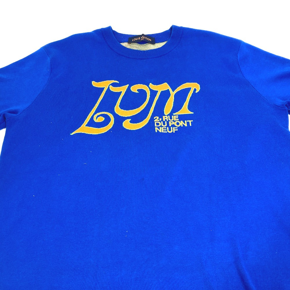 LOUIS VUITTON 21SS LVM Intarsia Crew Neck Knit Top, Apparel RM211M, Men's Short Sleeve Cotton T-Shirt, Blue