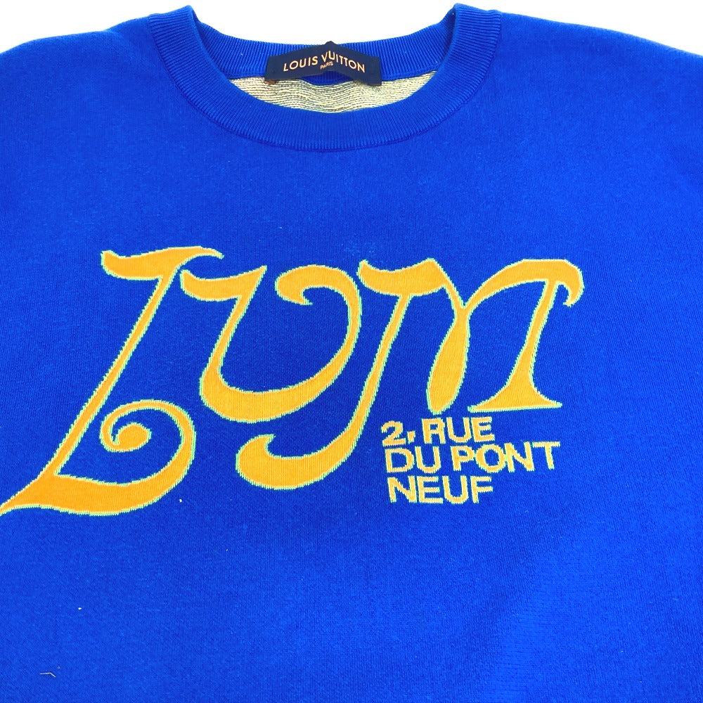 LOUIS VUITTON 21SS LVM Intarsia Crew Neck Knit Top, Apparel RM211M, Men's Short Sleeve Cotton T-Shirt, Blue