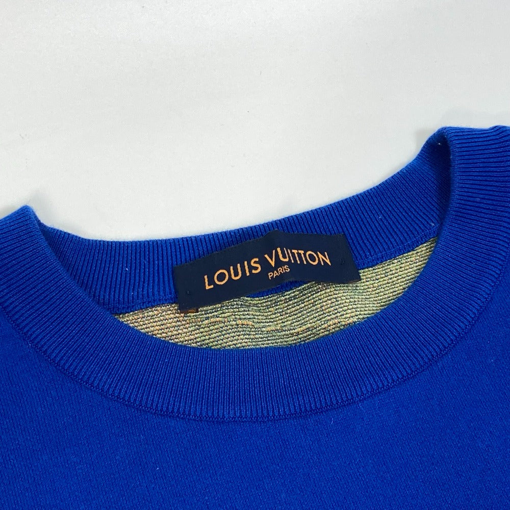 LOUIS VUITTON 21SS LVM Intarsia Crew Neck Knit Top, Apparel RM211M, Men's Short Sleeve Cotton T-Shirt, Blue