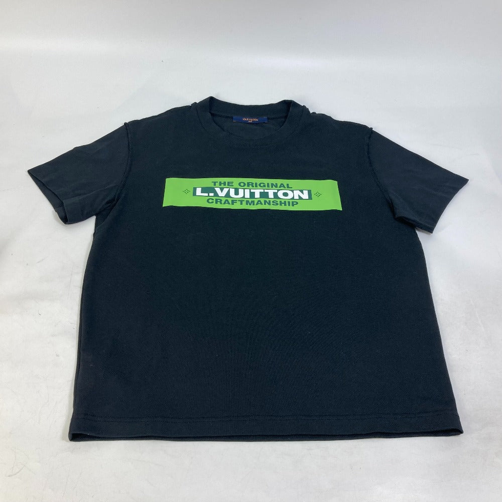 LOUIS VUITTON Pleated Apparel Tops RM221 Short Sleeve Cotton T-Shirt Men's Black