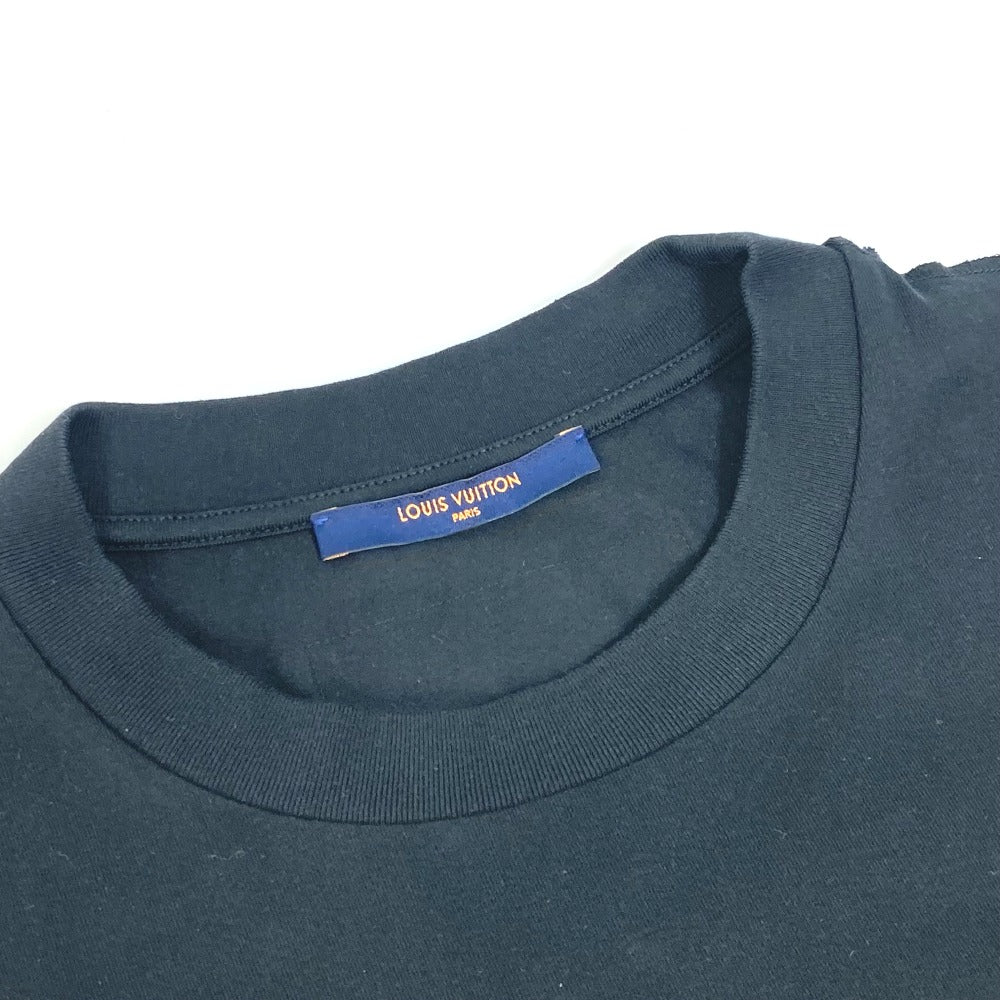 LOUIS VUITTON Pleated Apparel Tops RM221 Short Sleeve Cotton T-Shirt Men's Black