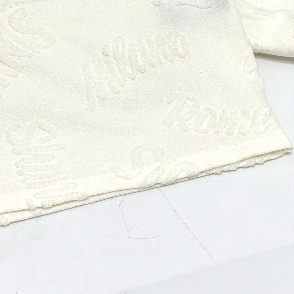 LOUIS VUITTON Men's White Short Sleeve T-Shirt, Logo Toweling City Raglan Tile RM181M Cotton