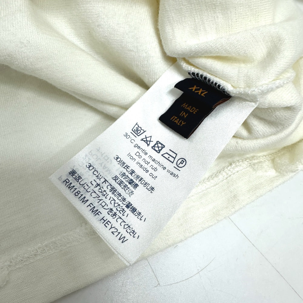LOUIS VUITTON Men's White Short Sleeve T-Shirt, Logo Toweling City Raglan Tile RM181M Cotton