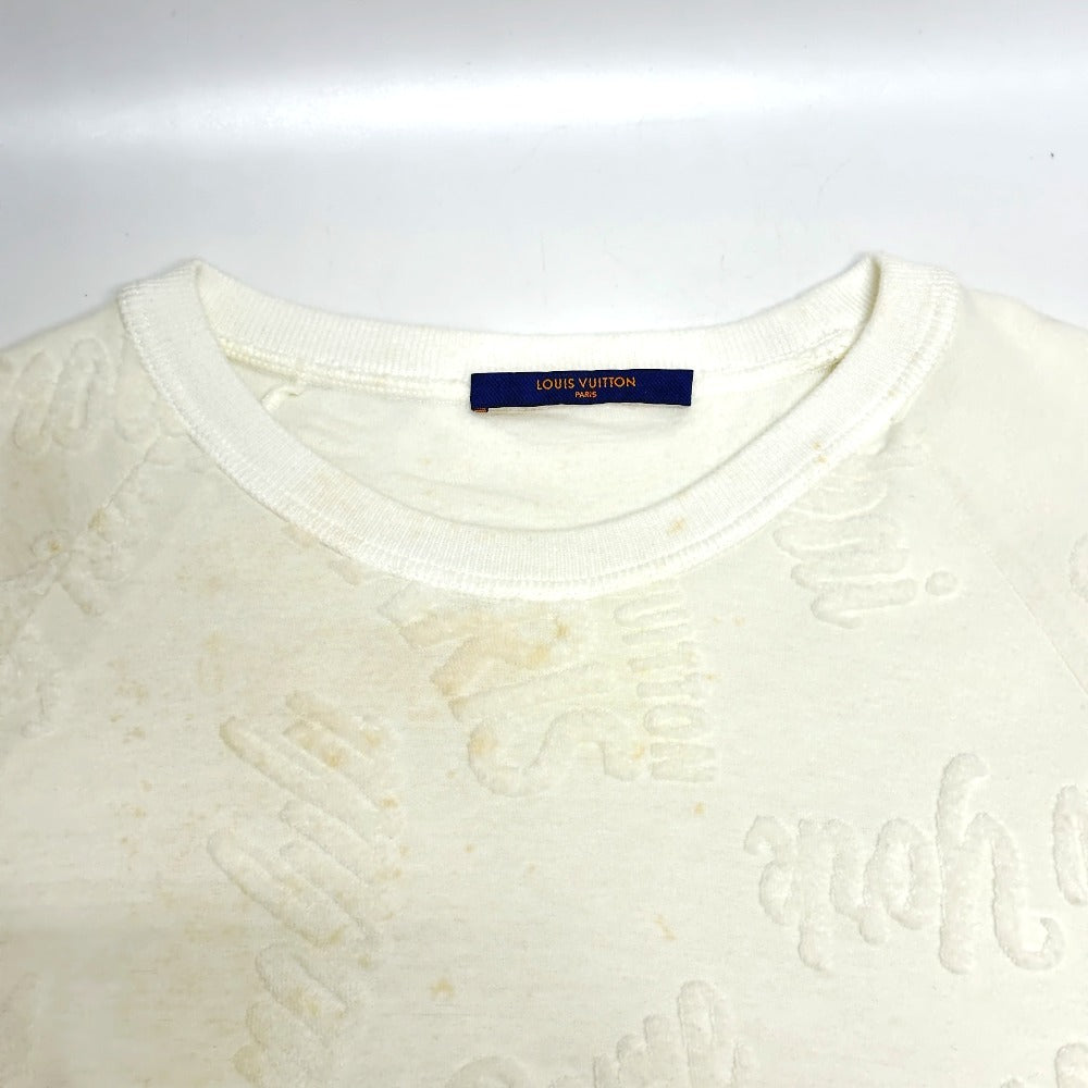 LOUIS VUITTON Men's White Short Sleeve T-Shirt, Logo Toweling City Raglan Tile RM181M Cotton