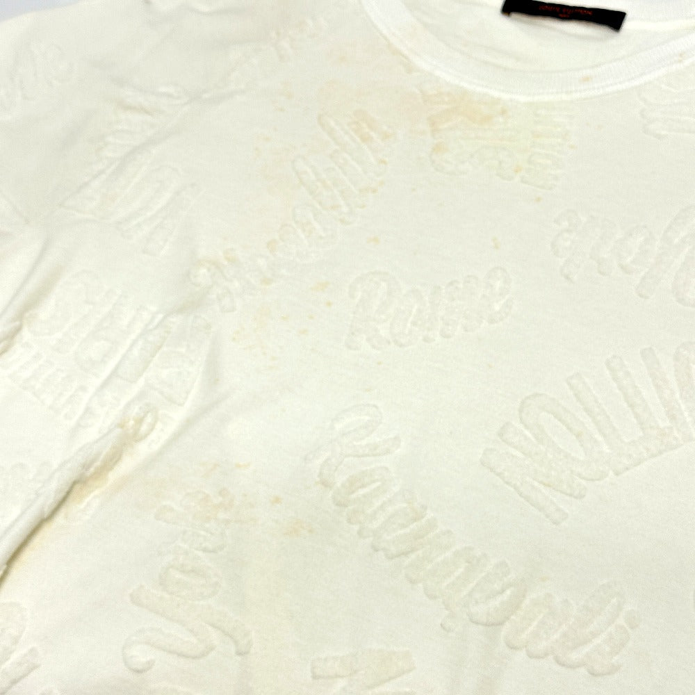 LOUIS VUITTON Men's White Short Sleeve T-Shirt, Logo Toweling City Raglan Tile RM181M Cotton
