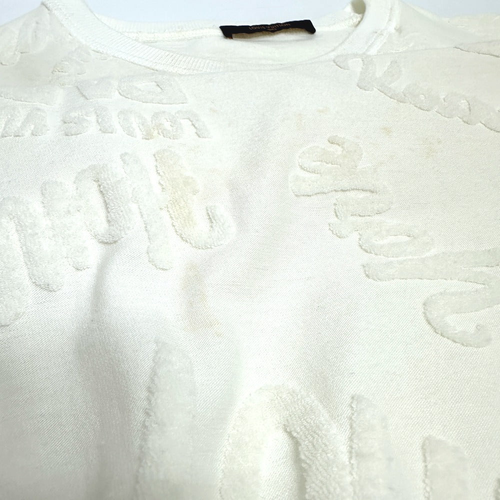 LOUIS VUITTON Men's White Short Sleeve T-Shirt, Logo Toweling City Raglan Tile RM181M Cotton