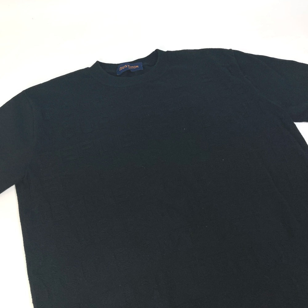 LOUIS VUITTON Virgil Abloh knit letter T-shirt with logo. RM212M. Men's short-sleeved cotton T-shirt in black.