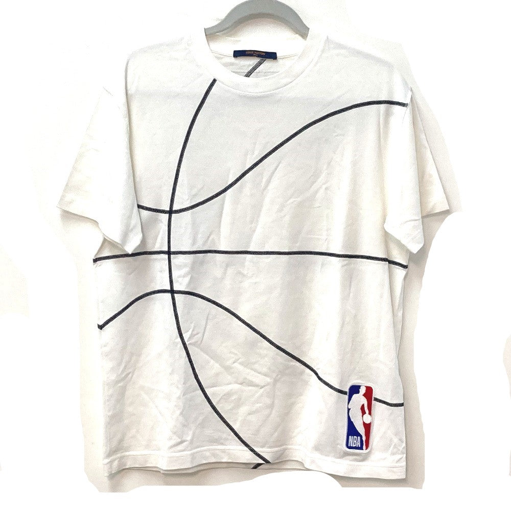 LOUIS VUITTON LV x NBA embroidered detail top, apparel RM211M, men's white cotton short-sleeved T-shirt
