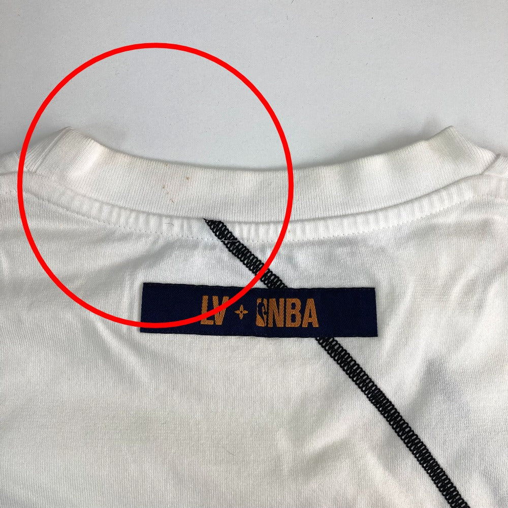 LOUIS VUITTON LV x NBA embroidered detail top, apparel RM211M, men's white cotton short-sleeved T-shirt