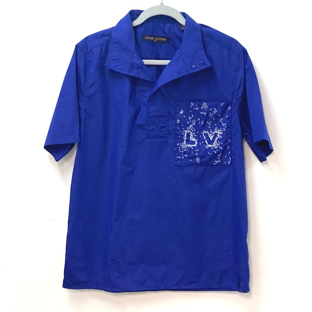 LOUIS VUITTON 2022SS LV Spread Short Sleeve Collared Logo Top Apparel RM222M Men's Cotton Short Sleeve Shirt Blue