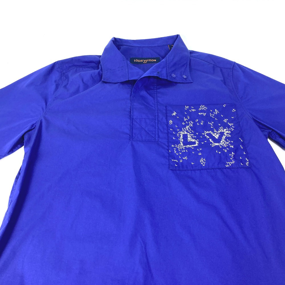 LOUIS VUITTON 2022SS LV Spread Short Sleeve Collared Logo Top Apparel RM222M Men's Cotton Short Sleeve Shirt Blue