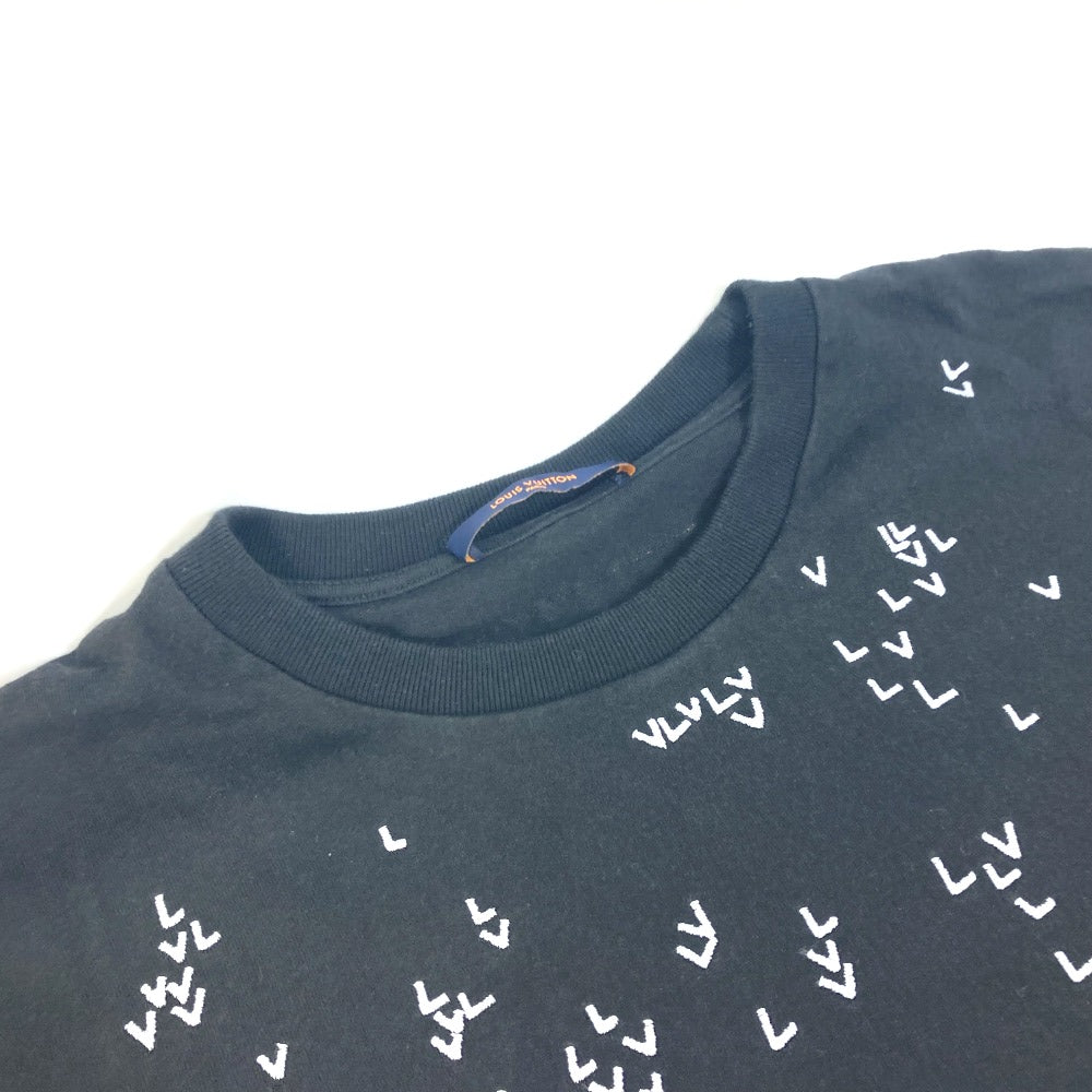 LOUIS VUITTON LV Spread Embroidery Apparel Top RW222M Men's Short Sleeve Cotton T-Shirt in Black