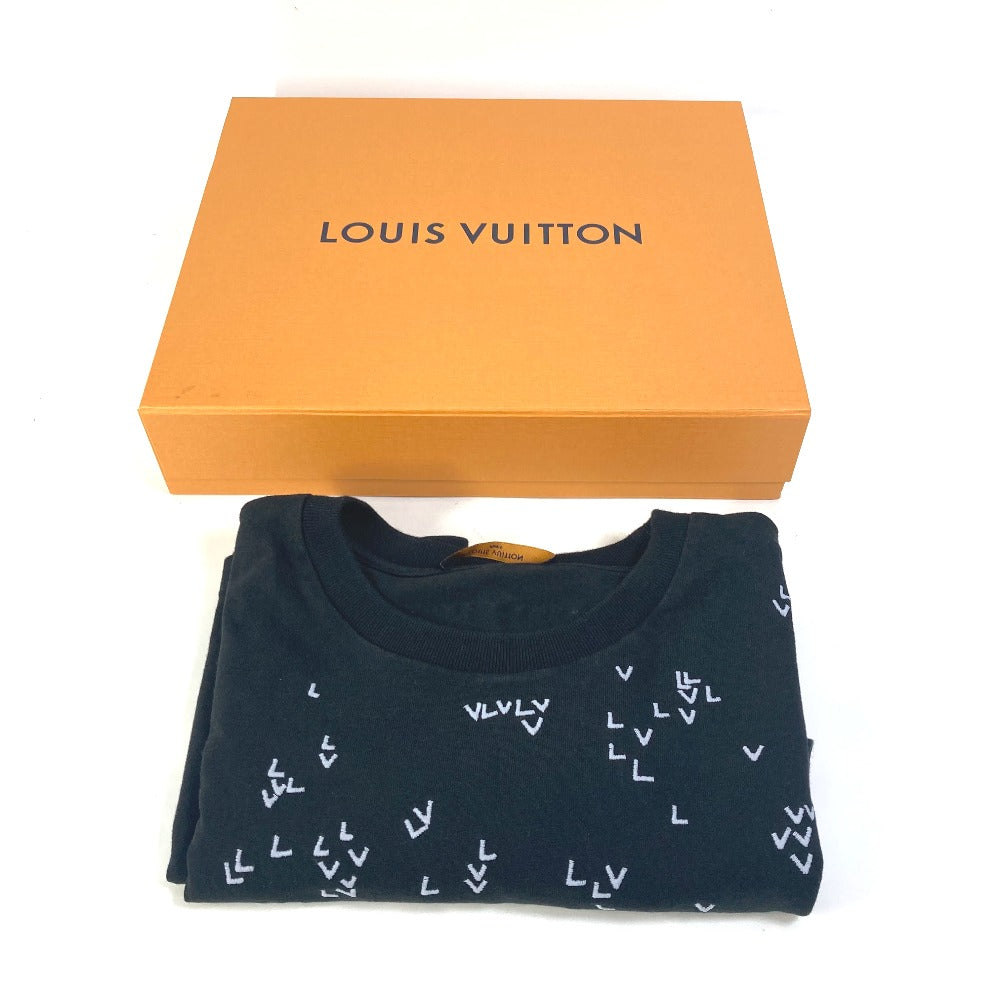 LOUIS VUITTON LV Spread Embroidery Apparel Top RW222M Men's Short Sleeve Cotton T-Shirt in Black