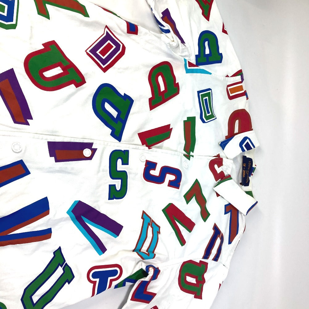 LOUIS VUITTON NBA Collaboration NBA Basketball Letter Overshirt Apparel Top RM212 Men's Short Sleeve Cotton White Short Sleeve Shirt