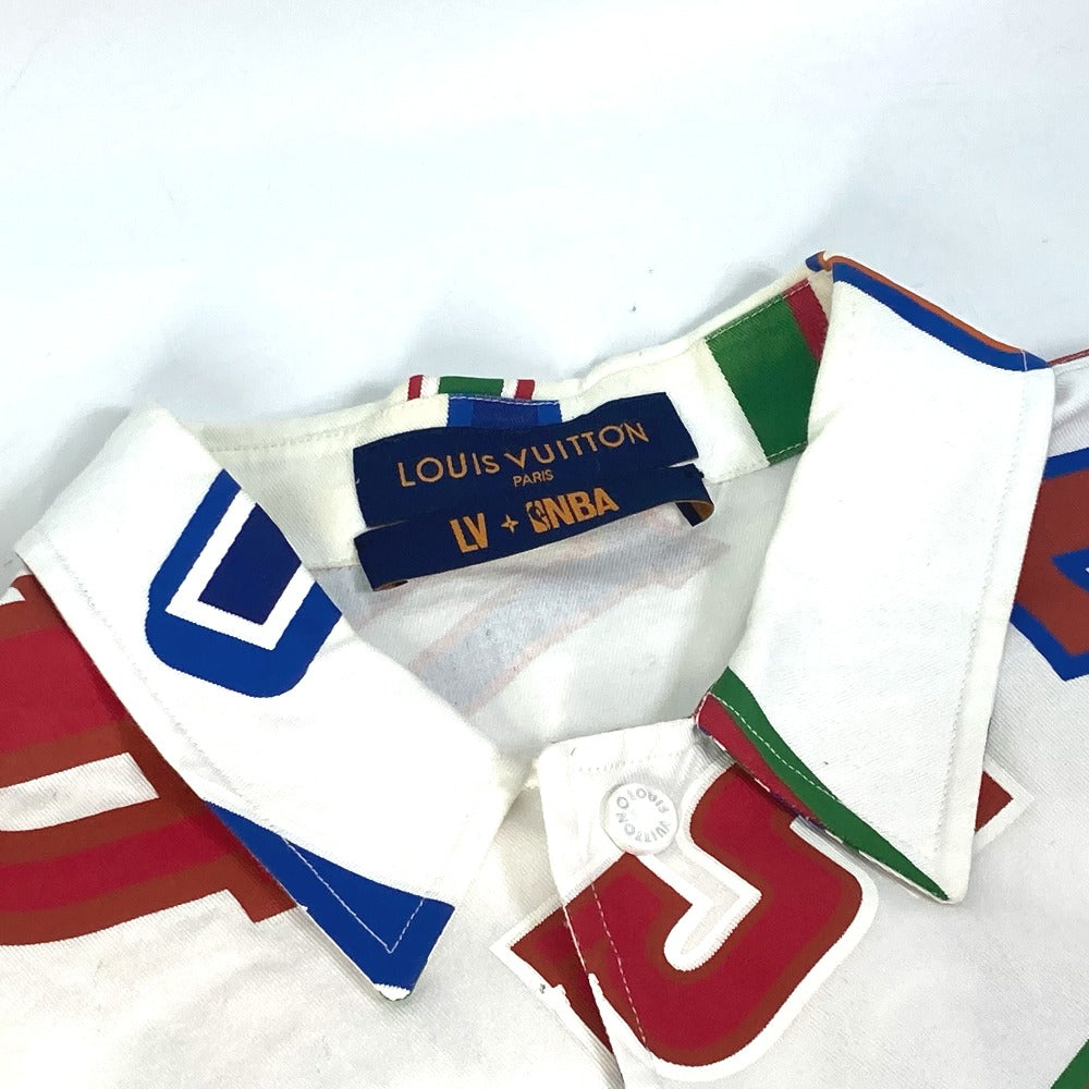 LOUIS VUITTON NBA Collaboration NBA Basketball Letter Overshirt Apparel Top RM212 Men's Short Sleeve Cotton White Short Sleeve Shirt