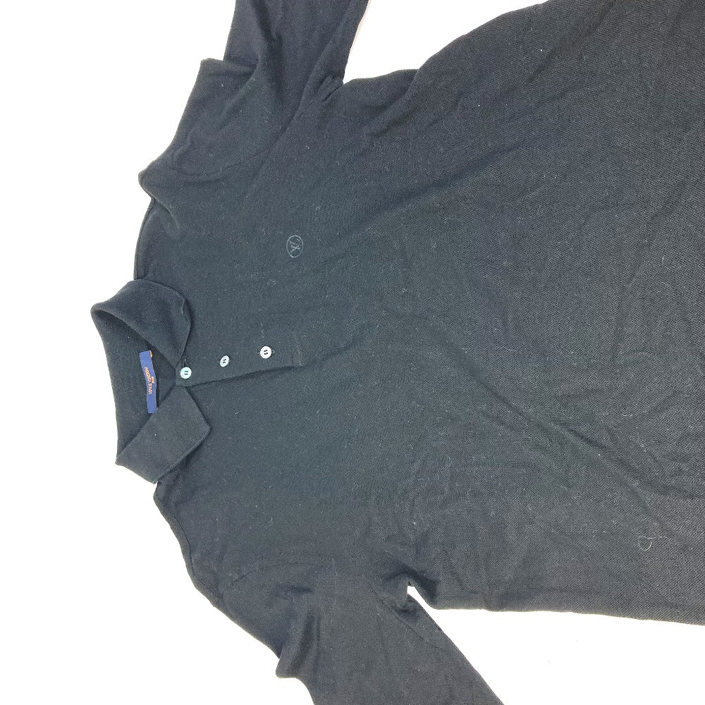 LOUIS VUITTON LV Circle Logo Polo Shirt, Collared, Long Sleeve, Cotton, Men's, Black