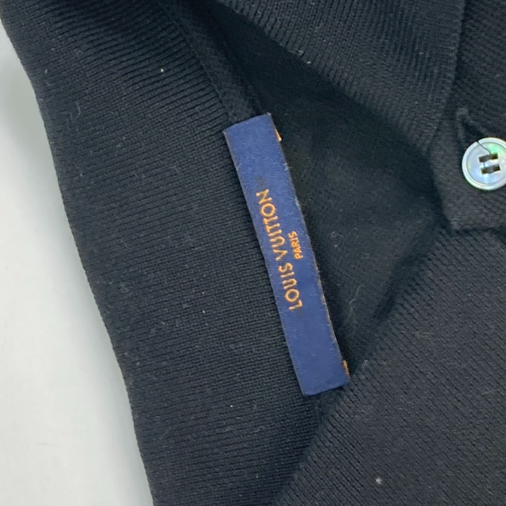 LOUIS VUITTON LV Circle Logo Polo Shirt, Collared, Long Sleeve, Cotton, Men's, Black