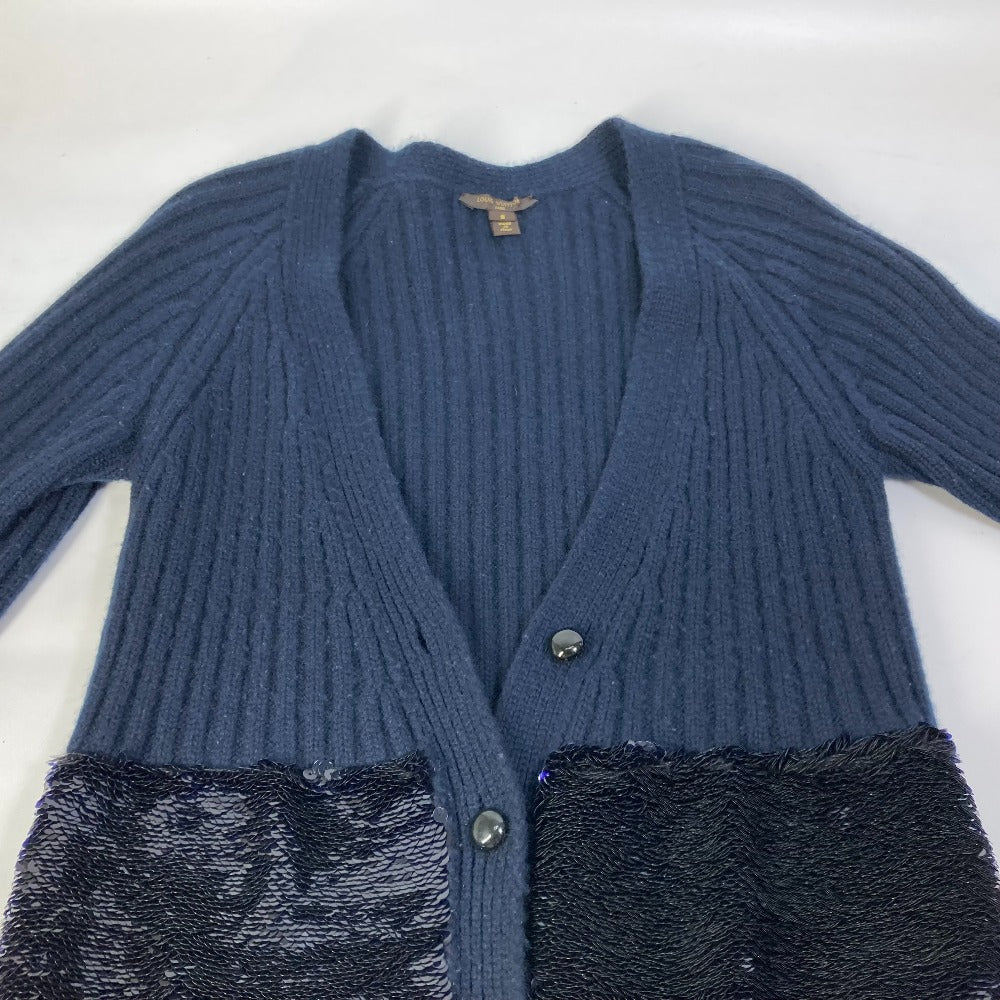 LOUIS VUITTON Sequined Long Sleeve Cardigan Jacket in Navy Cashmere for Women