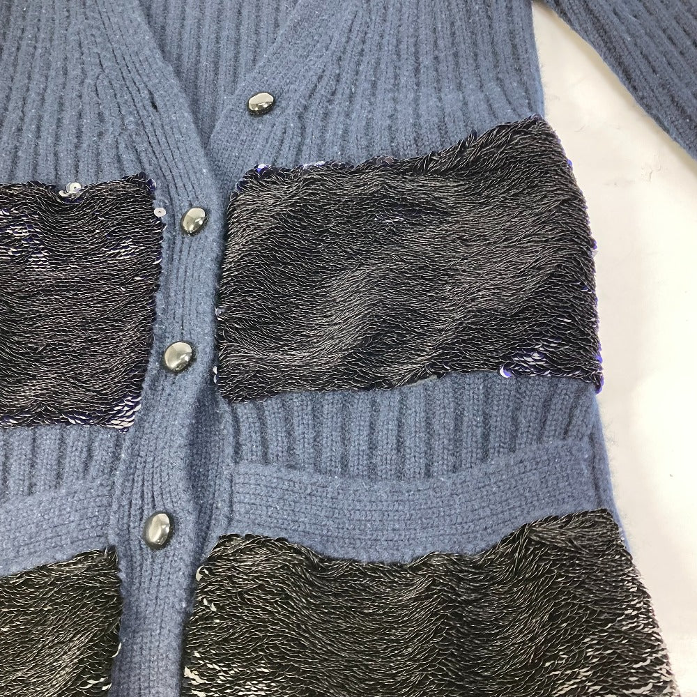 LOUIS VUITTON Sequined Long Sleeve Cardigan Jacket in Navy Cashmere for Women