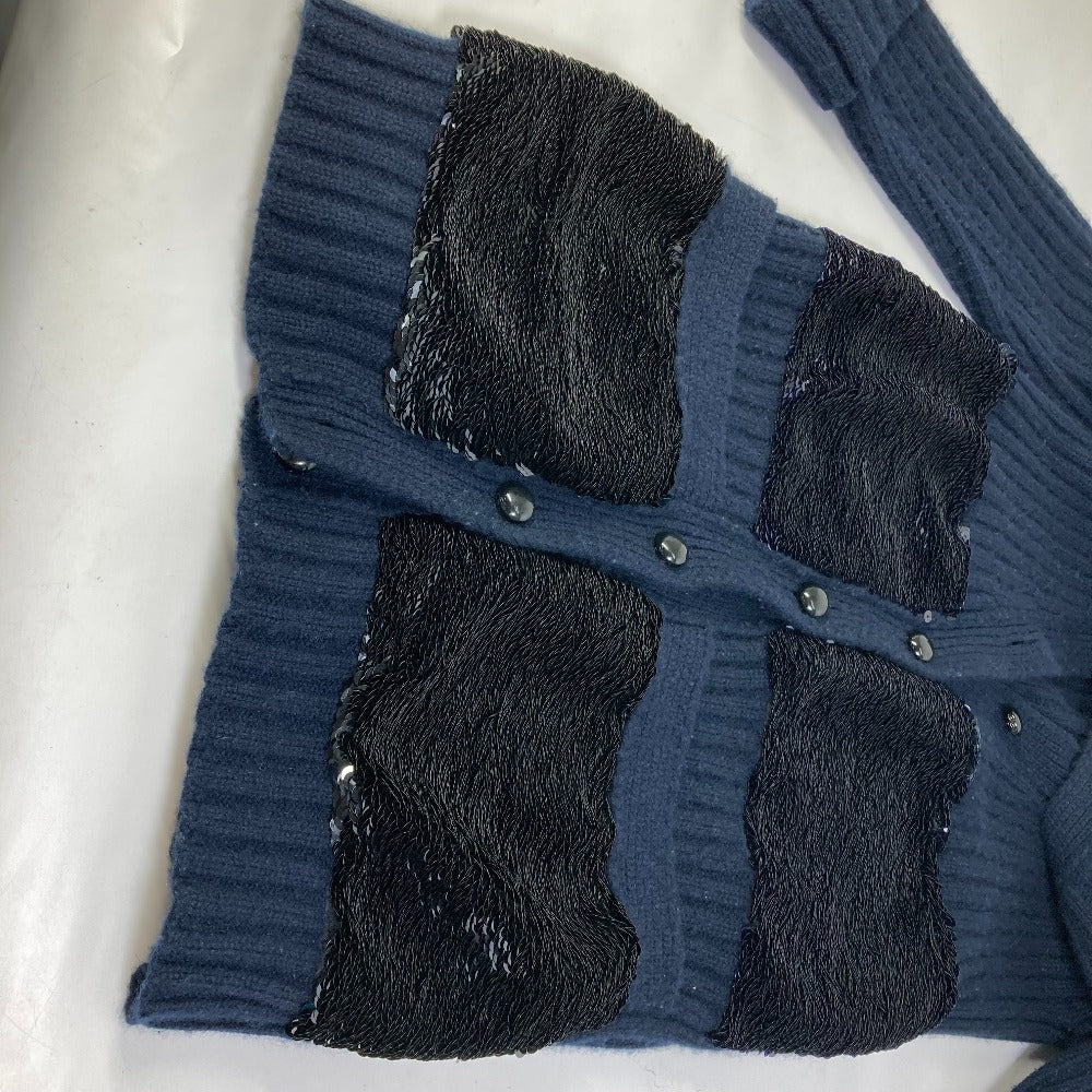 LOUIS VUITTON Sequined Long Sleeve Cardigan Jacket in Navy Cashmere for Women