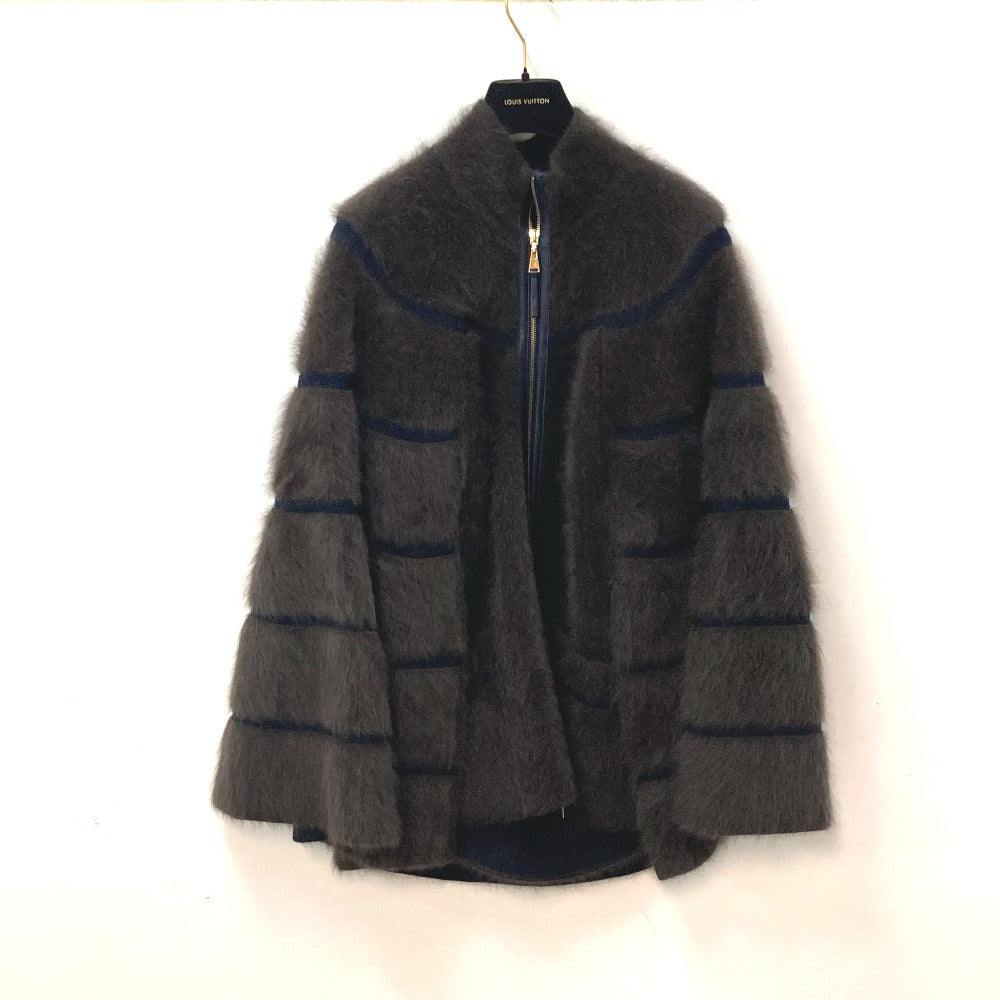 LOUIS VUITTON Women's Brown Knit Fur Zip-Up Cape Poncho