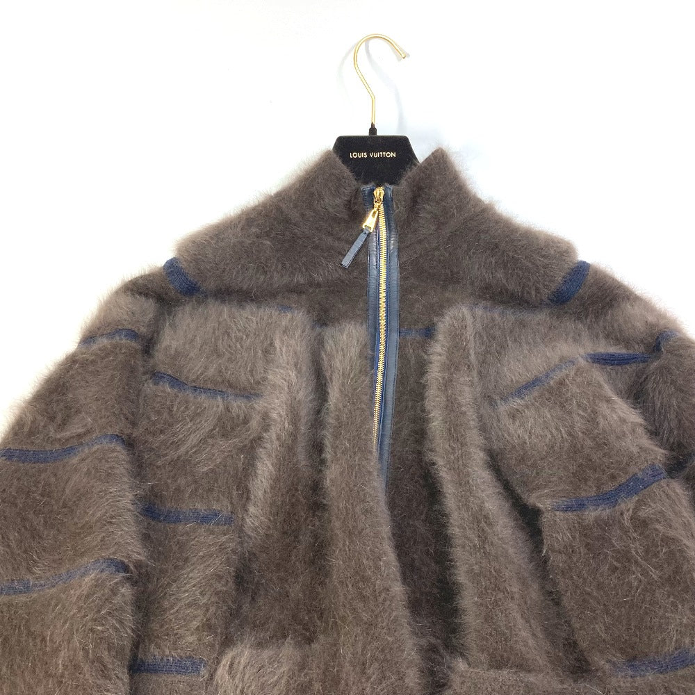 LOUIS VUITTON Women's Brown Knit Fur Zip-Up Cape Poncho