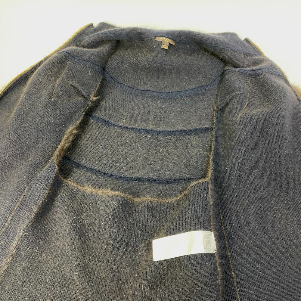 LOUIS VUITTON Women's Brown Knit Fur Zip-Up Cape Poncho