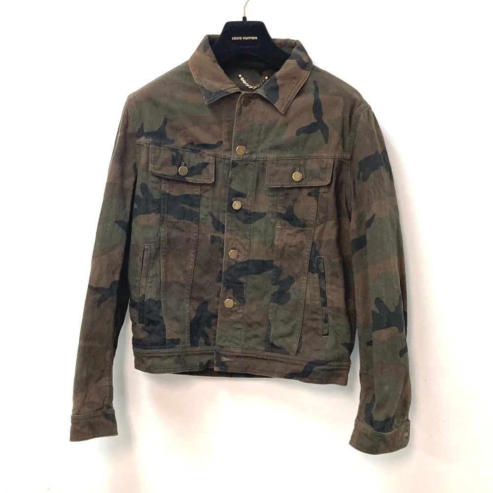 LOUIS VUITTON 1A3FE5 SUPREME Camouflage Denim Trucker Short Jacket, Long Sleeve, Men's Green Cotton Jacket, Supreme Collaboration