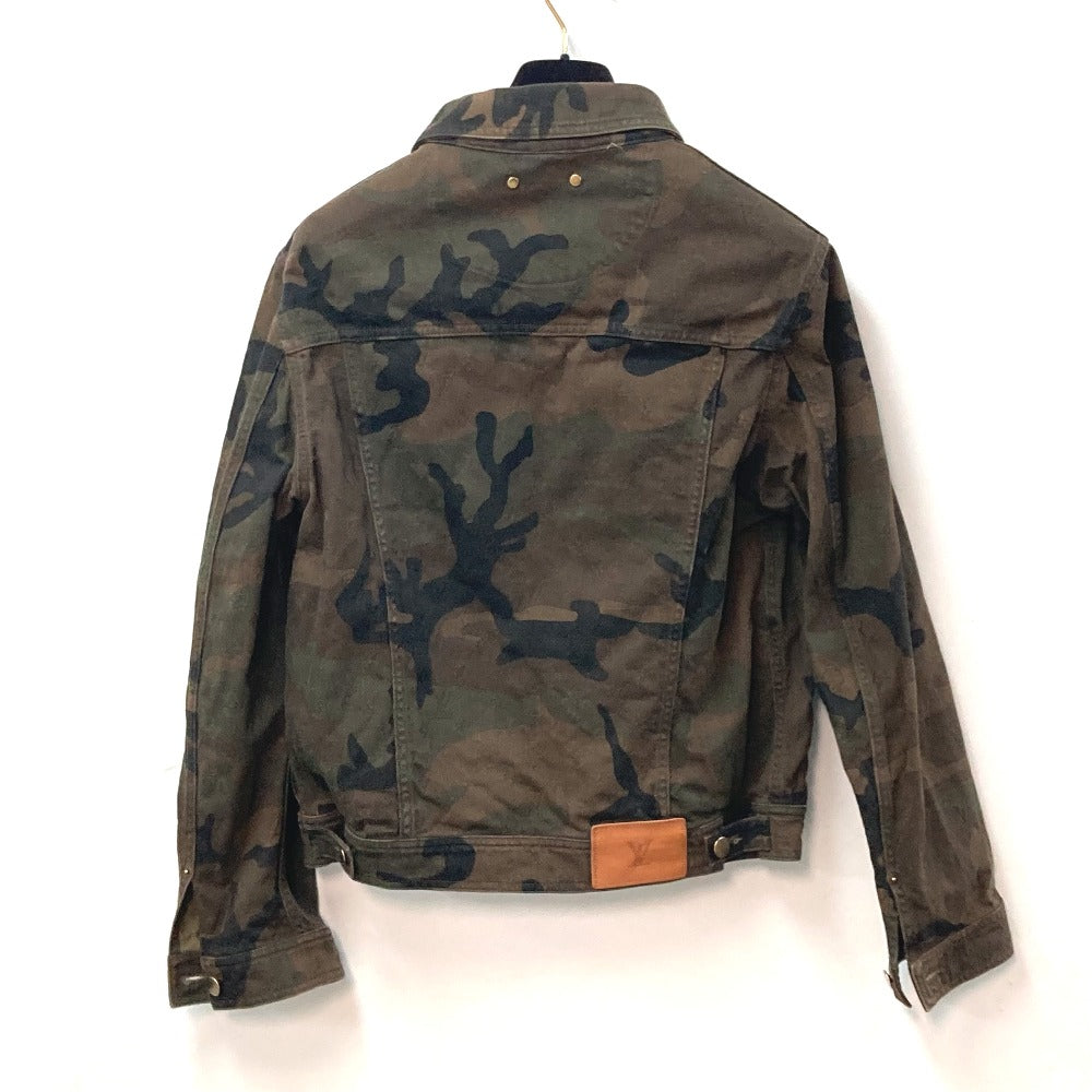 LOUIS VUITTON 1A3FE5 SUPREME Camouflage Denim Trucker Short Jacket, Long Sleeve, Men's Green Cotton Jacket, Supreme Collaboration