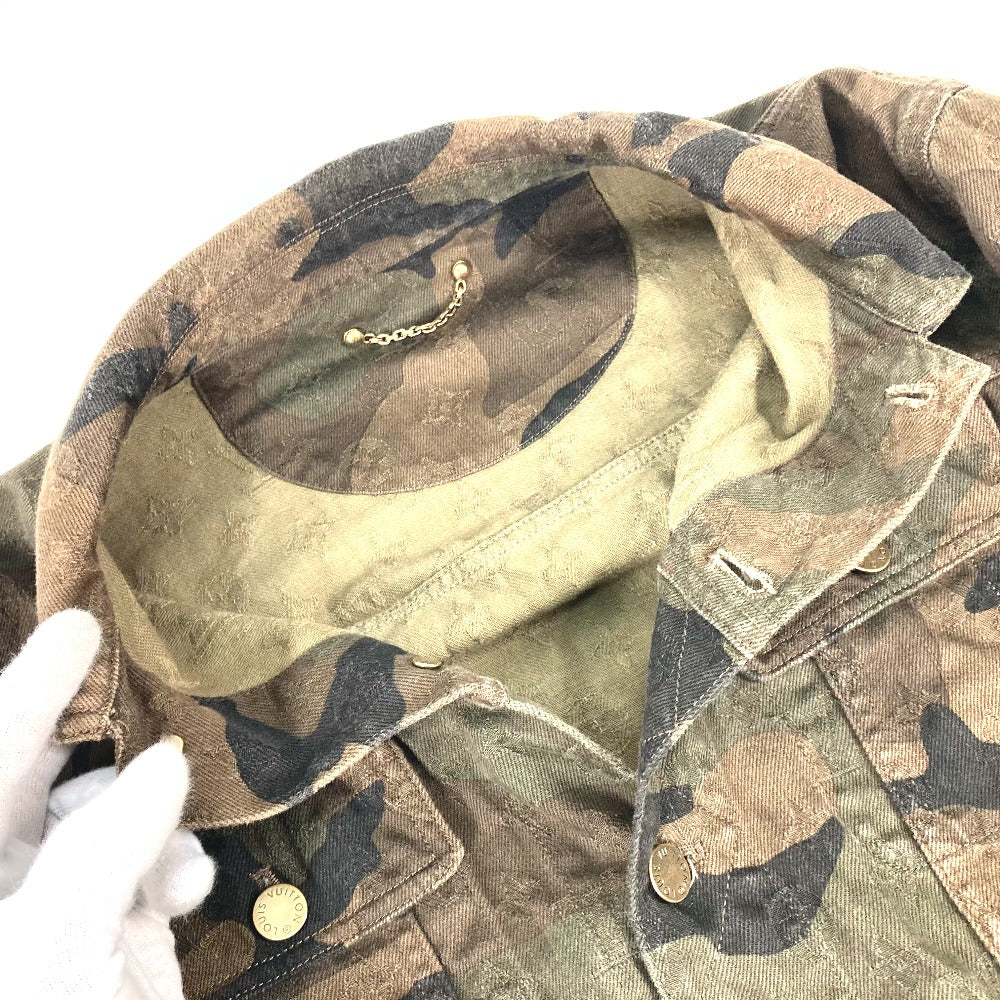LOUIS VUITTON 1A3FE5 SUPREME Camouflage Denim Trucker Short Jacket, Long Sleeve, Men's Green Cotton Jacket, Supreme Collaboration