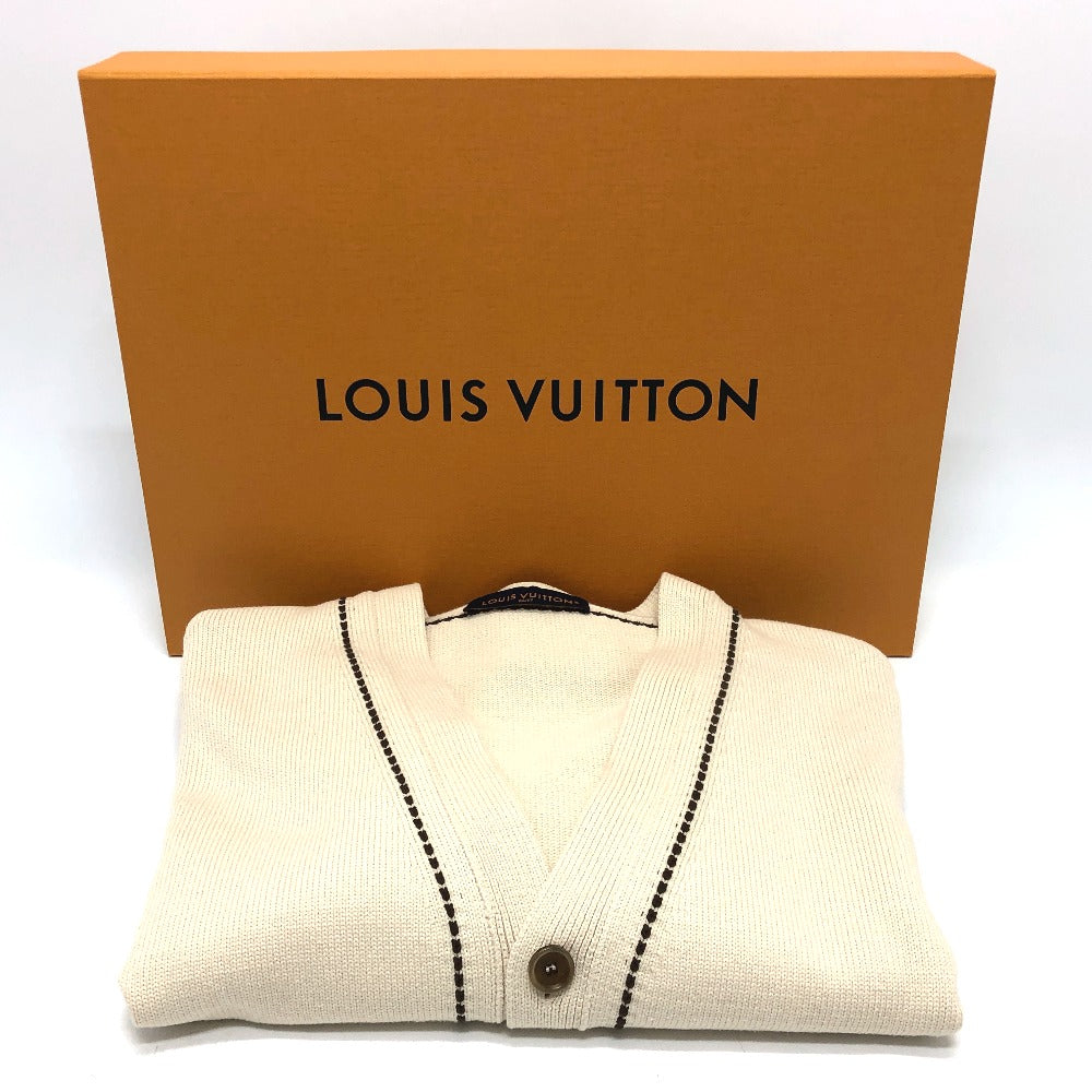 LOUIS VUITTON 1AFPXX シグネチャーライト LVロゴ アパレル ニット トップス 羽織り ステッチ 24SS カーディガン コットン メンズ ベージュ