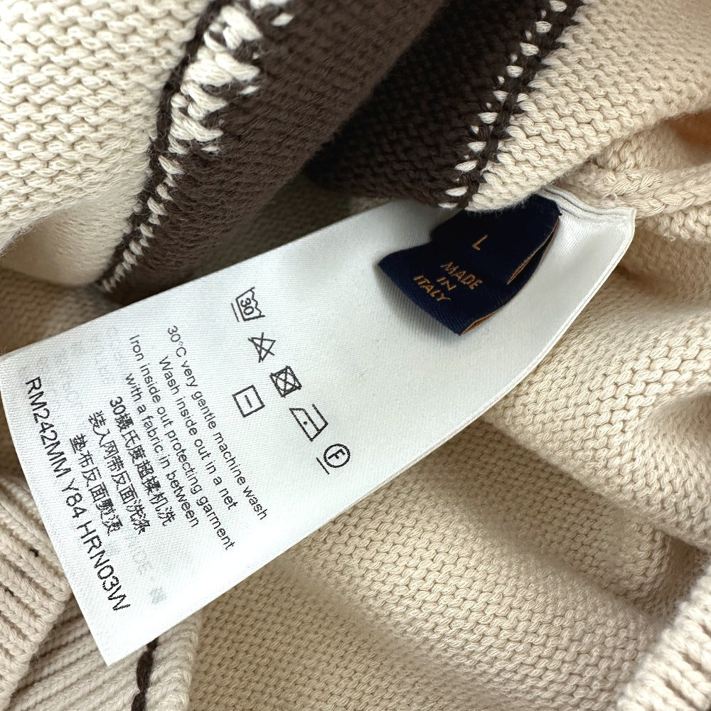 LOUIS VUITTON 1AFPXX シグネチャーライト LVロゴ アパレル ニット トップス 羽織り ステッチ 24SS カーディガン コットン メンズ ベージュ