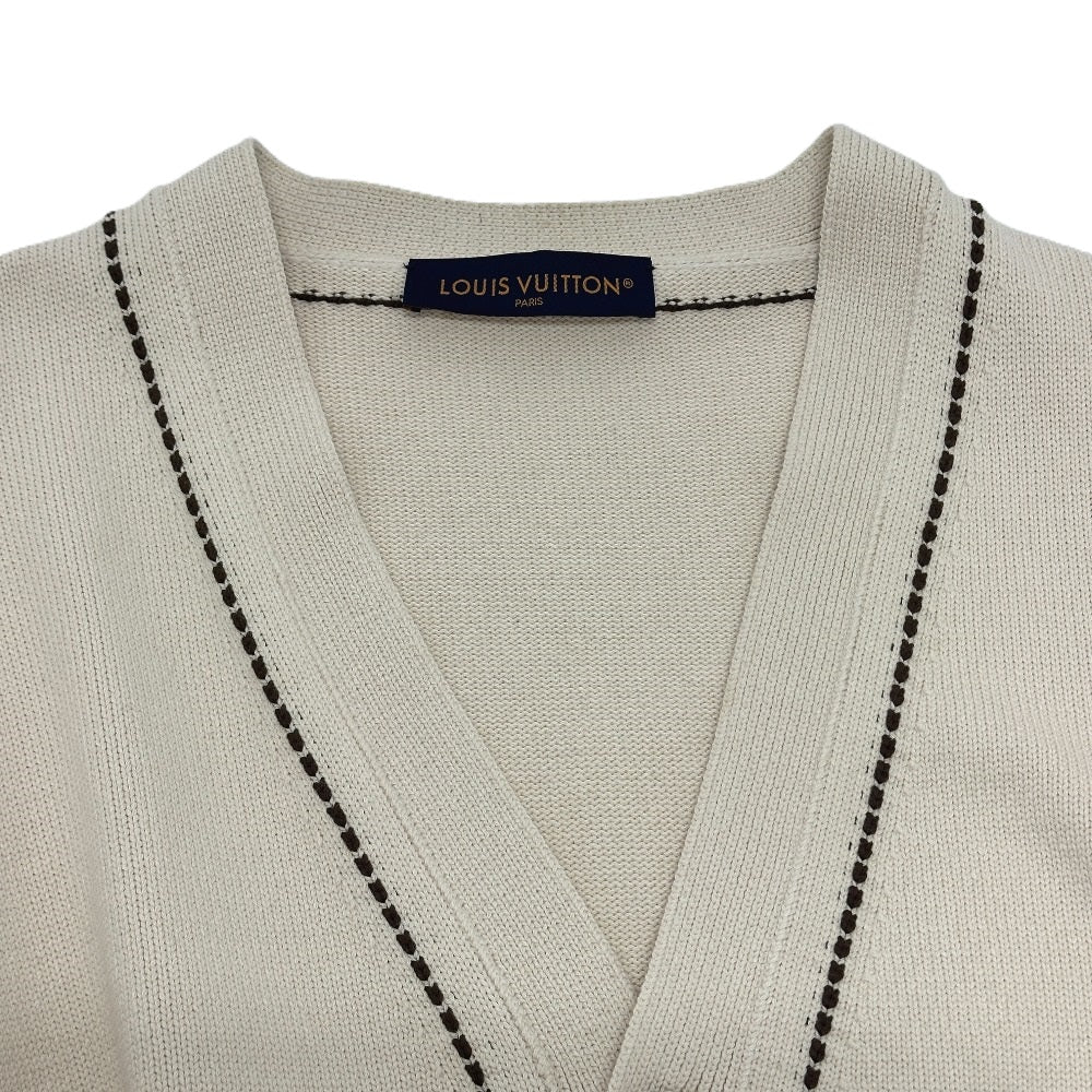 LOUIS VUITTON 1AFPXX シグネチャーライト LVロゴ アパレル ニット トップス 羽織り ステッチ 24SS カーディガン コットン メンズ ベージュ