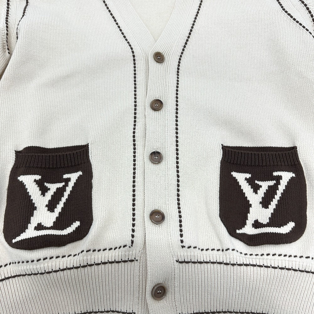 LOUIS VUITTON 1AFPXX シグネチャーライト LVロゴ アパレル ニット トップス 羽織り ステッチ 24SS カーディガン コットン メンズ ベージュ