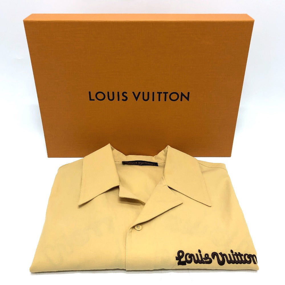 LOUIS VUITTON 1AFQ16 エンブロイダードショートスリーブコットンボウリングシャツ アパレル タイラーコラボ LVジャンピングドッグ 刺繍 トップス 24SS 半袖シャツ コットン メンズ ベージュ