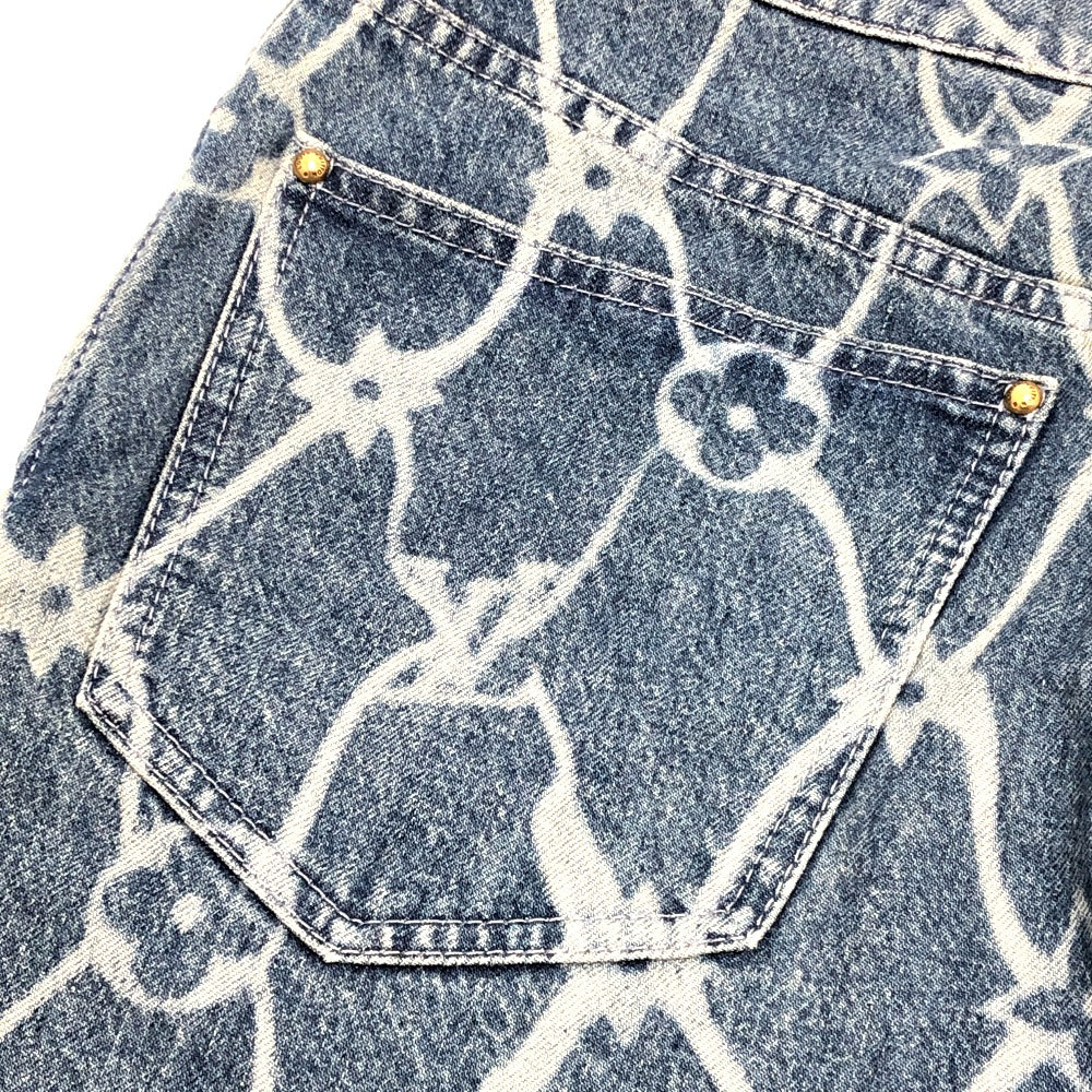 LOUIS VUITTON 1AFQFD モノグラムプリント デニムショーツ アパレル ハーフパンツ ボトムス ズボン 24SS デニムパンツ デニム メンズ ブルー