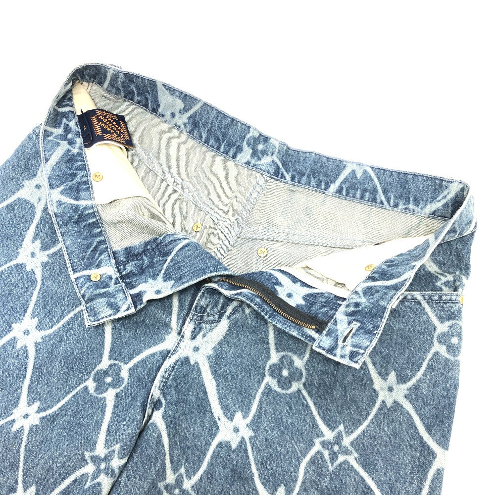 LOUIS VUITTON 1AFQFD モノグラムプリント デニムショーツ アパレル ハーフパンツ ボトムス ズボン 24SS デニムパンツ デニム メンズ ブルー