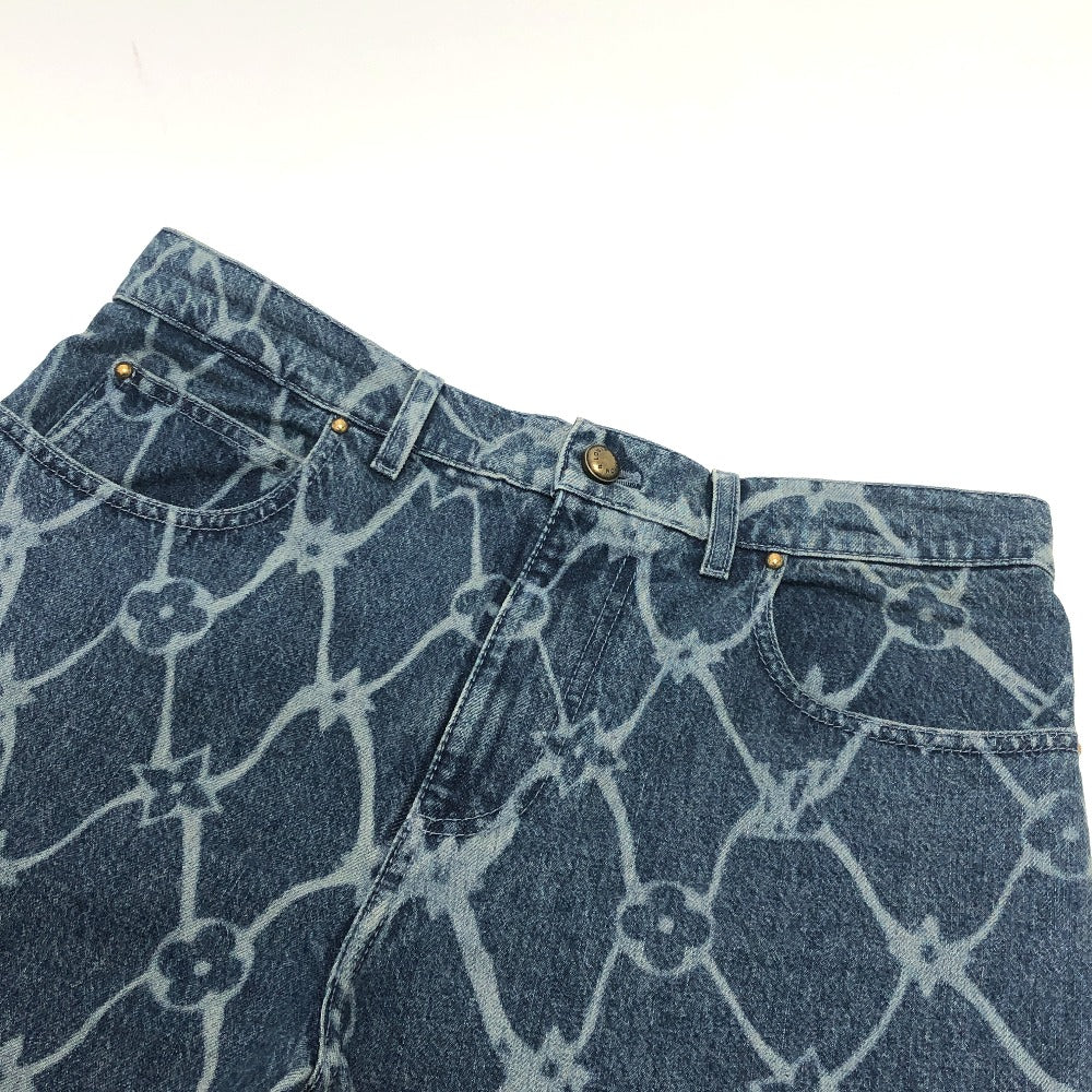 LOUIS VUITTON 1AFQFD モノグラムプリント アパレル デニムショーツ ハーフ ジーンズ ボトムス パンツ デニム メンズ ブルー