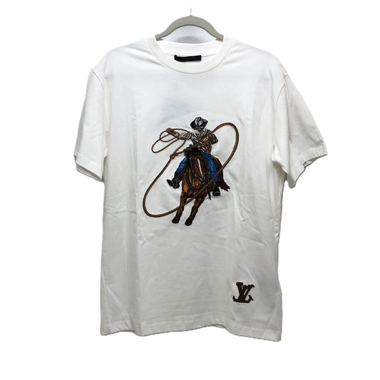 LOUIS VUITTON 1AFXNM グラフィックエンブロイダード 刺繍シャツ Tシャツ 半袖 半袖Ｔシャツ コットン メンズ ホワイト