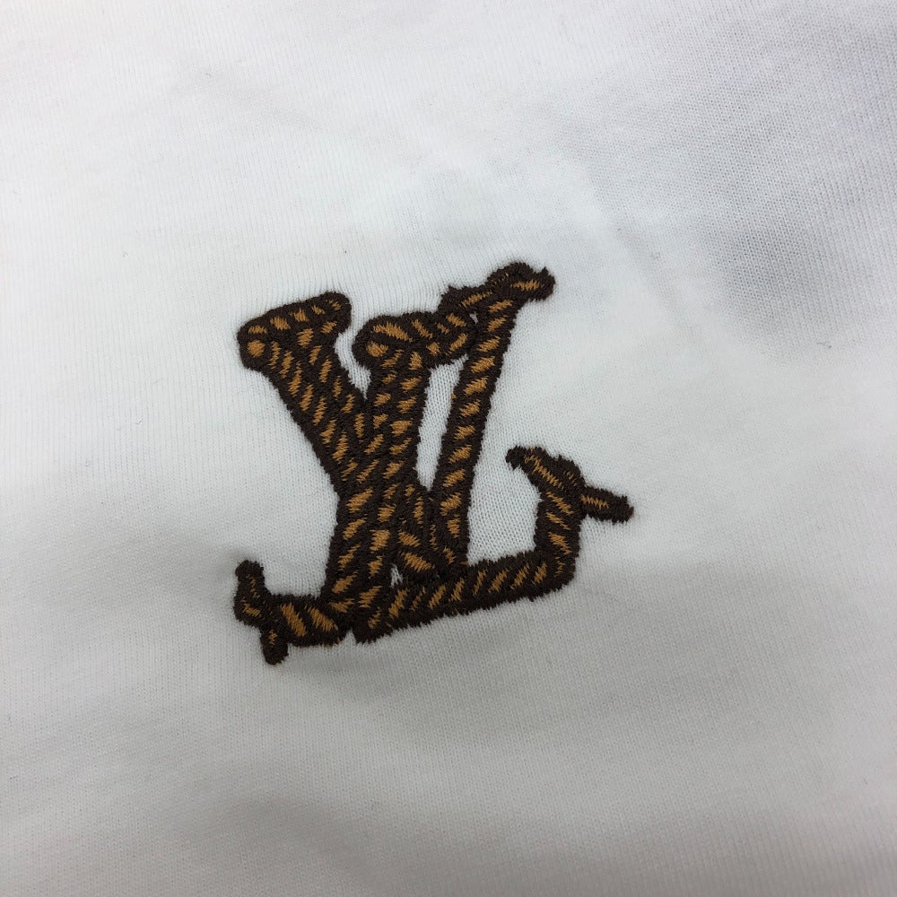 LOUIS VUITTON 1AFXNM Graphic Embroidered Shirt, Short Sleeve Cotton T-Shirt, Men's White