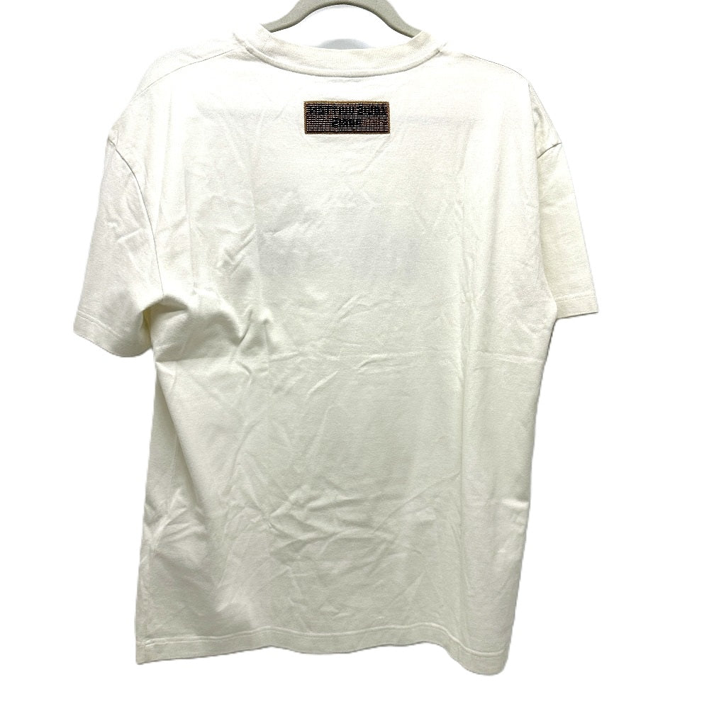LOUIS VUITTON RM232M NPG HPY35W Logo Embroidered Apparel Beaded Logo Crew Neck Short Sleeve T-Shirt Cotton Women's White