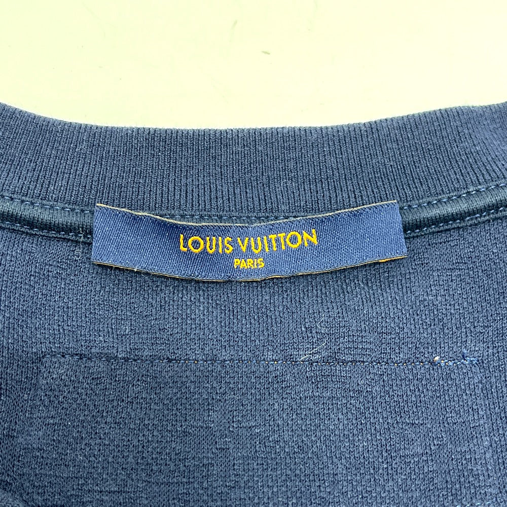 LOUIS VUITTON RM211V DG1 HLY11W Spring/Summer 2021 Beaded Animal &amp; Monogram Short Sleeve Top, Navy, Men's Knit T-Shirt